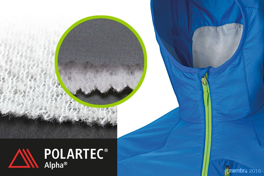 Структура утеплителя и внешний вид изделия из Polartec® Alpha® Структура утеплителя и внешний вид изделия из Polartec® Alpha®