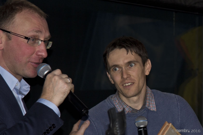 Алексей Овчинников, ведущий вечера, и Егор Суздальцев Алексей Овчинников, ведущий вечера, и Егор Суздальцев